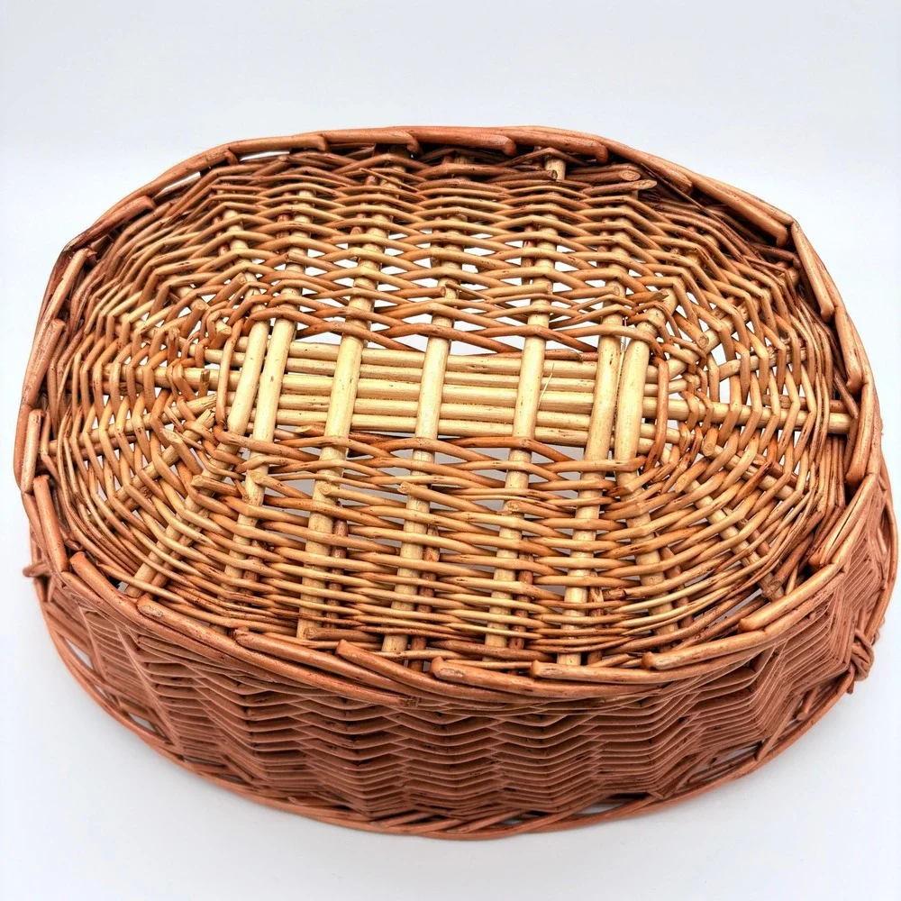 Rustic Wicker Gathering Basket Cottagecore Farmhouse Garden Harvest Decor